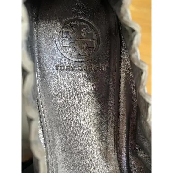 Tory Burch Metallic Silver Flats with Tassel Detail Size 9 - Picture 7 of 8
